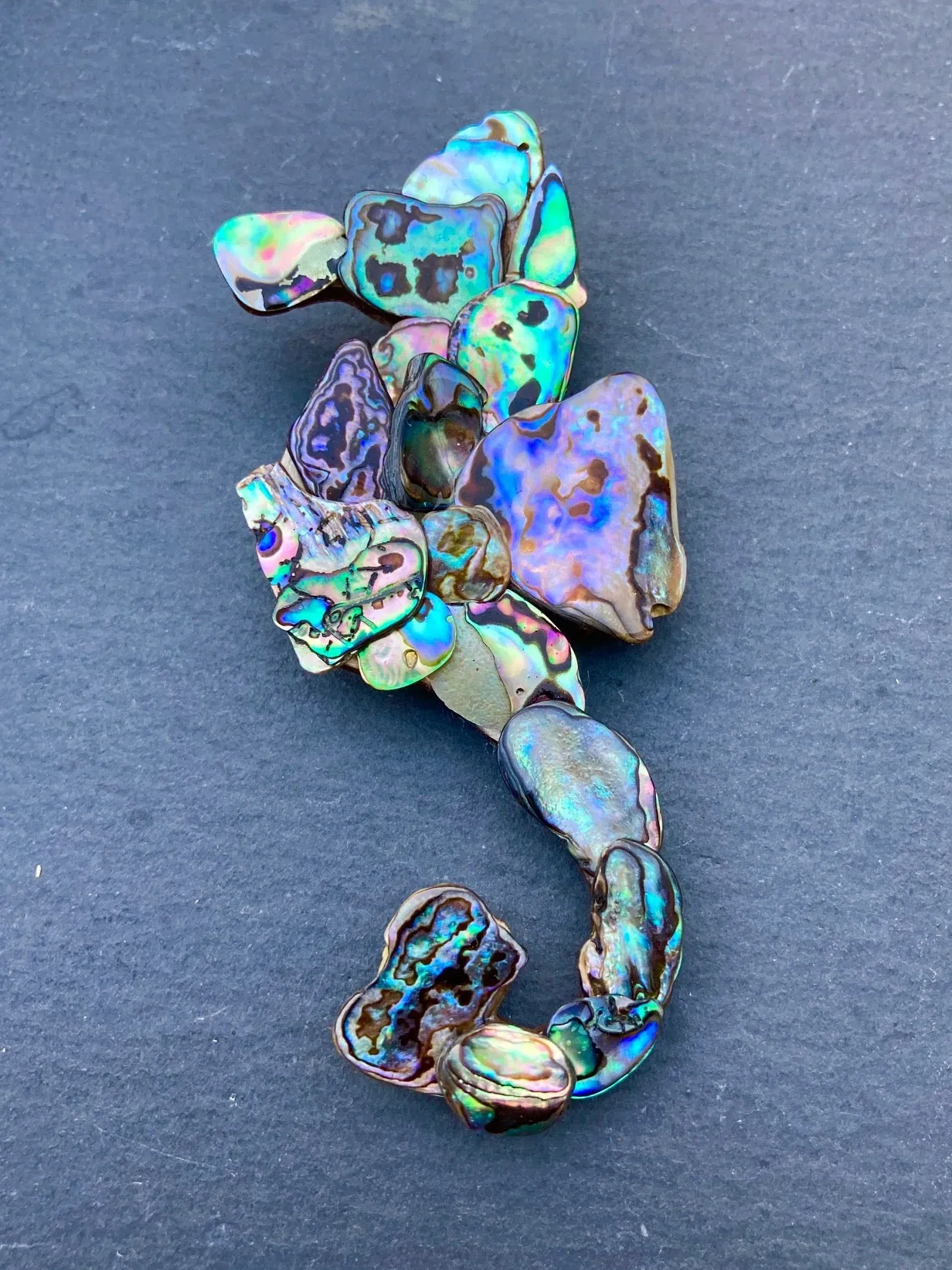 Mosaic Paua Shell Brooches - by Mhairi Sim - Girl Paua