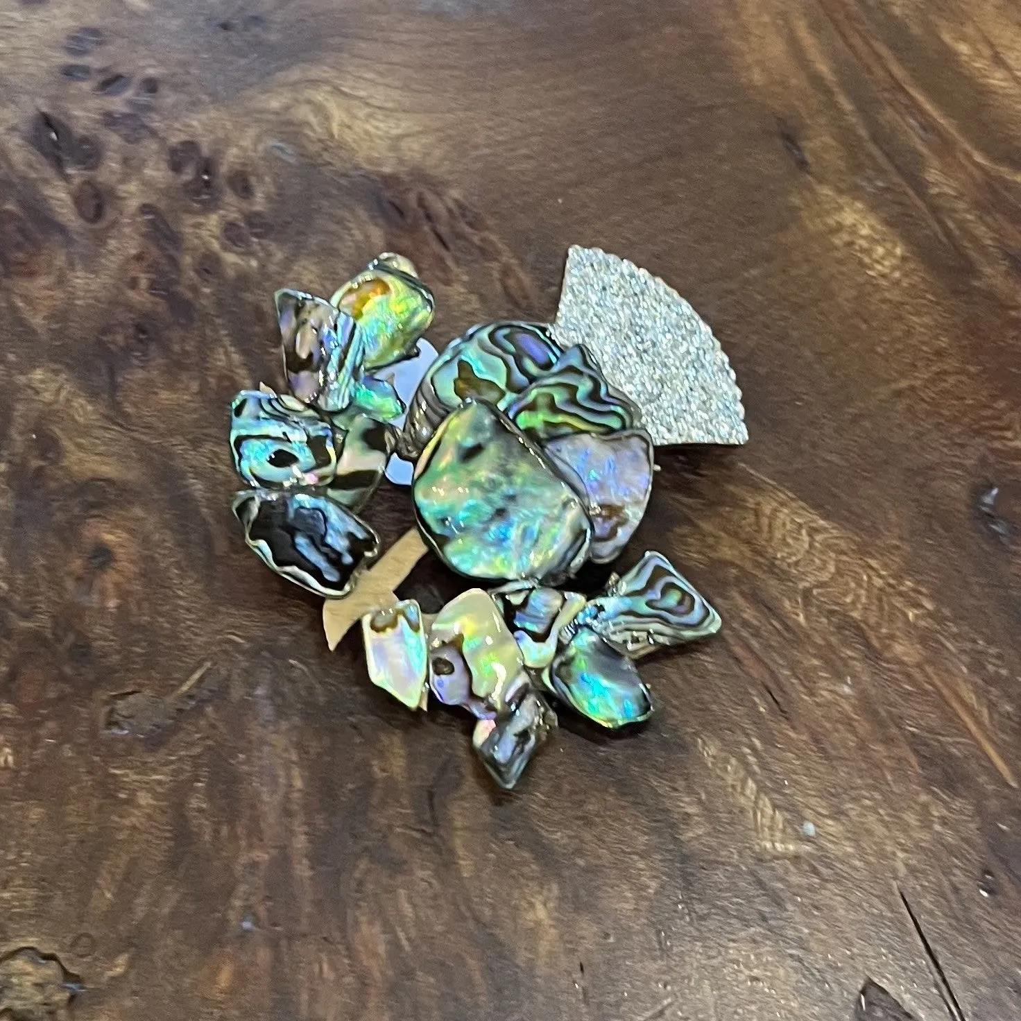 Mosaic Paua Shell Brooches - by Mhairi Sim - Girl Paua