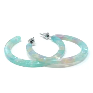 Multi Color Marbled Resin Hoop Earrings