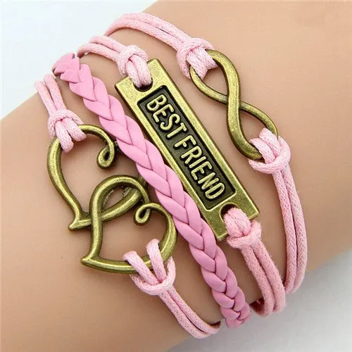 Multilayer Braided Bracelets Leather Wax Cord LOVE Symbol Bracelet Fashionable Women Jewelry