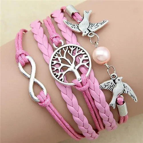 Multilayer Braided Bracelets Leather Wax Cord LOVE Symbol Bracelet Fashionable Women Jewelry