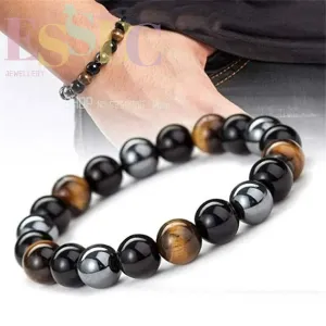 Natural Men for Magnetic Health Protection Tiger Eye Black Obsidian Hematite Beads Bracelets Women Soul Jewelry Gift for Family