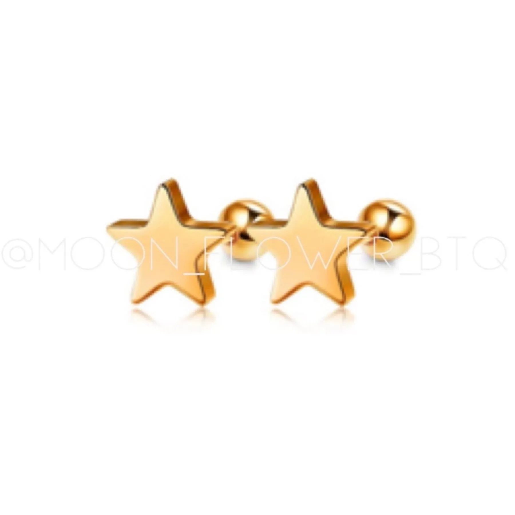 Orange Star Barbell Earrings