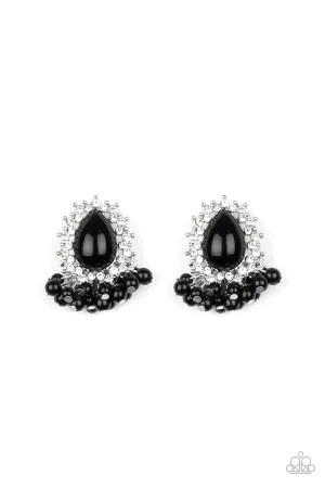 Paparazzi Earring ~ Castle Cameo - Black