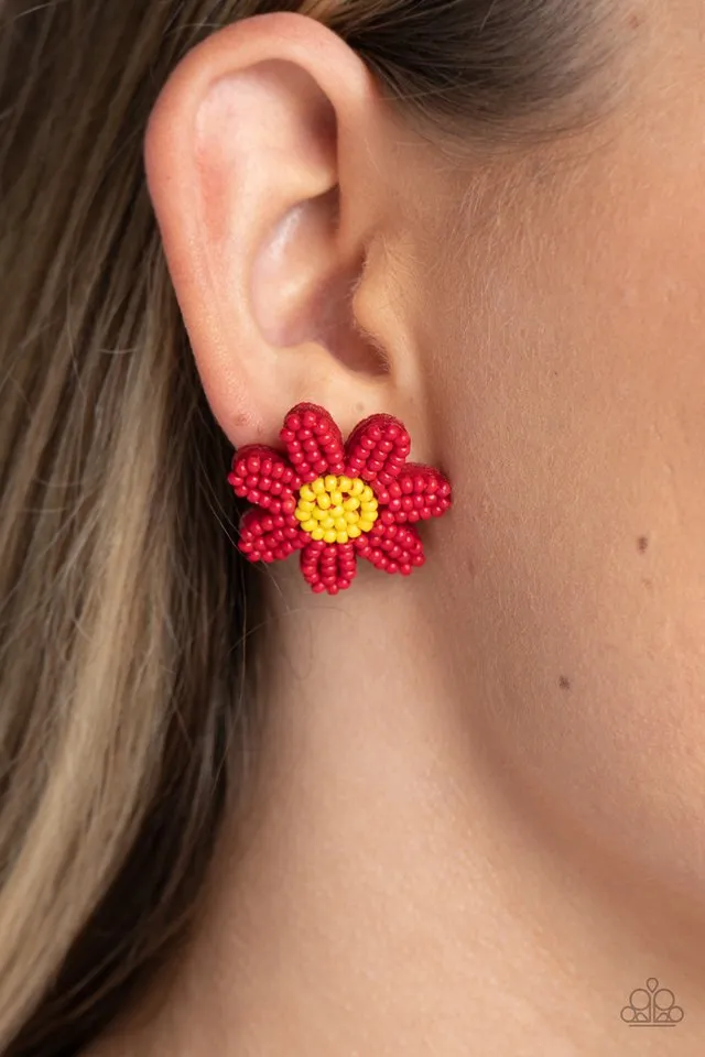 Paparazzi Earring ~ Sensational Seeds - Red