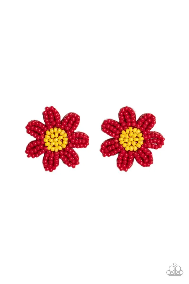 Paparazzi Earring ~ Sensational Seeds - Red