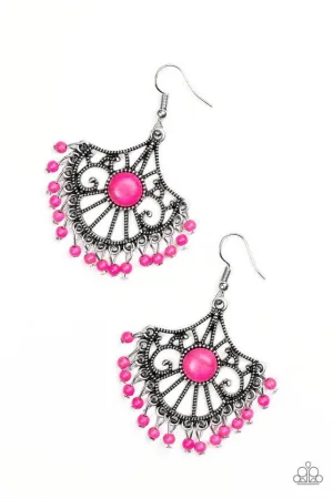 Paparazzi Earring ~ Stone Lagoon - Pink