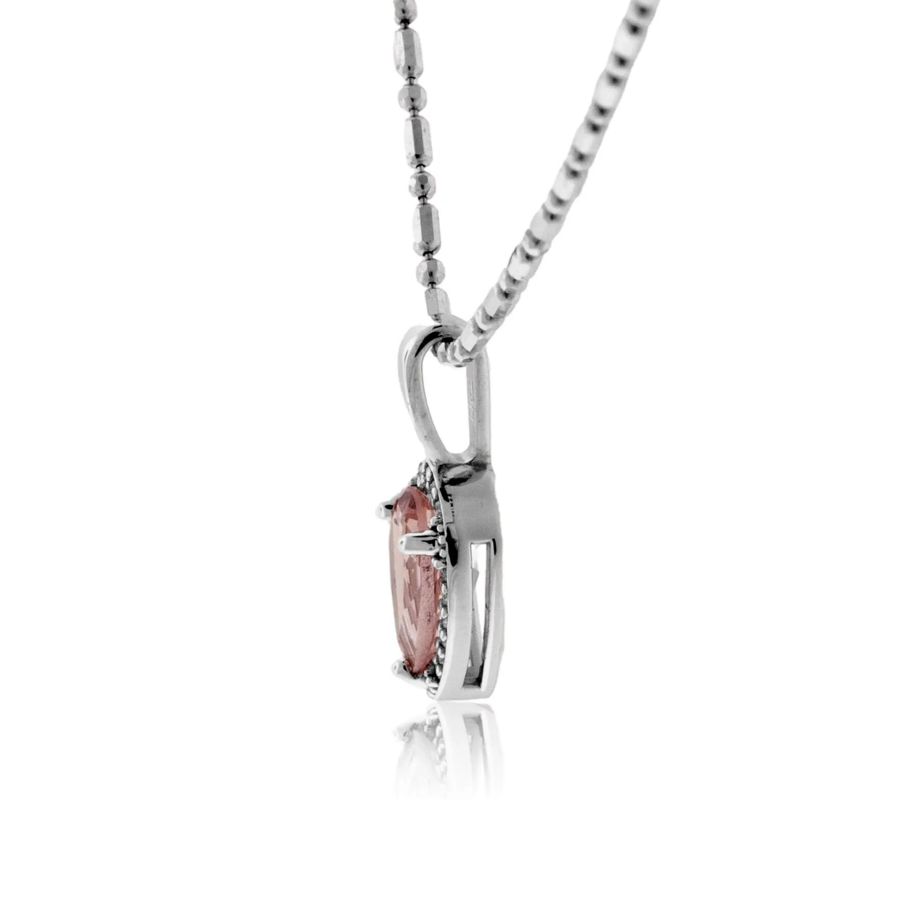 Pear-Shaped Morganite and Diamond Halo Pendant