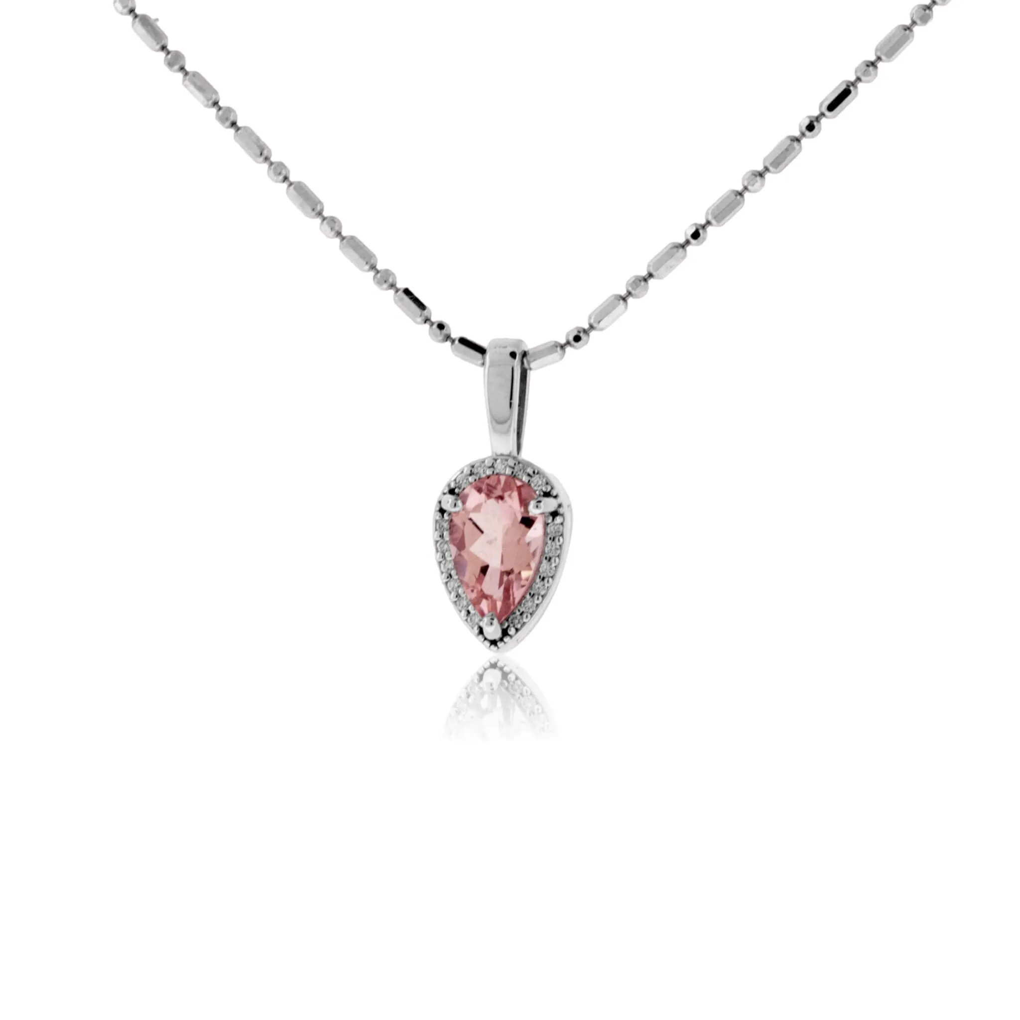 Pear-Shaped Morganite and Diamond Halo Pendant