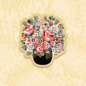 Peonies & Roses Australian Wooden Brooch