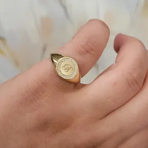 Personalized Diamond Signet Ring in 14k Gold  /Signet Diamond Ring For Women / Initial Ring / Monogram Ring /  Letter Engraved Ring