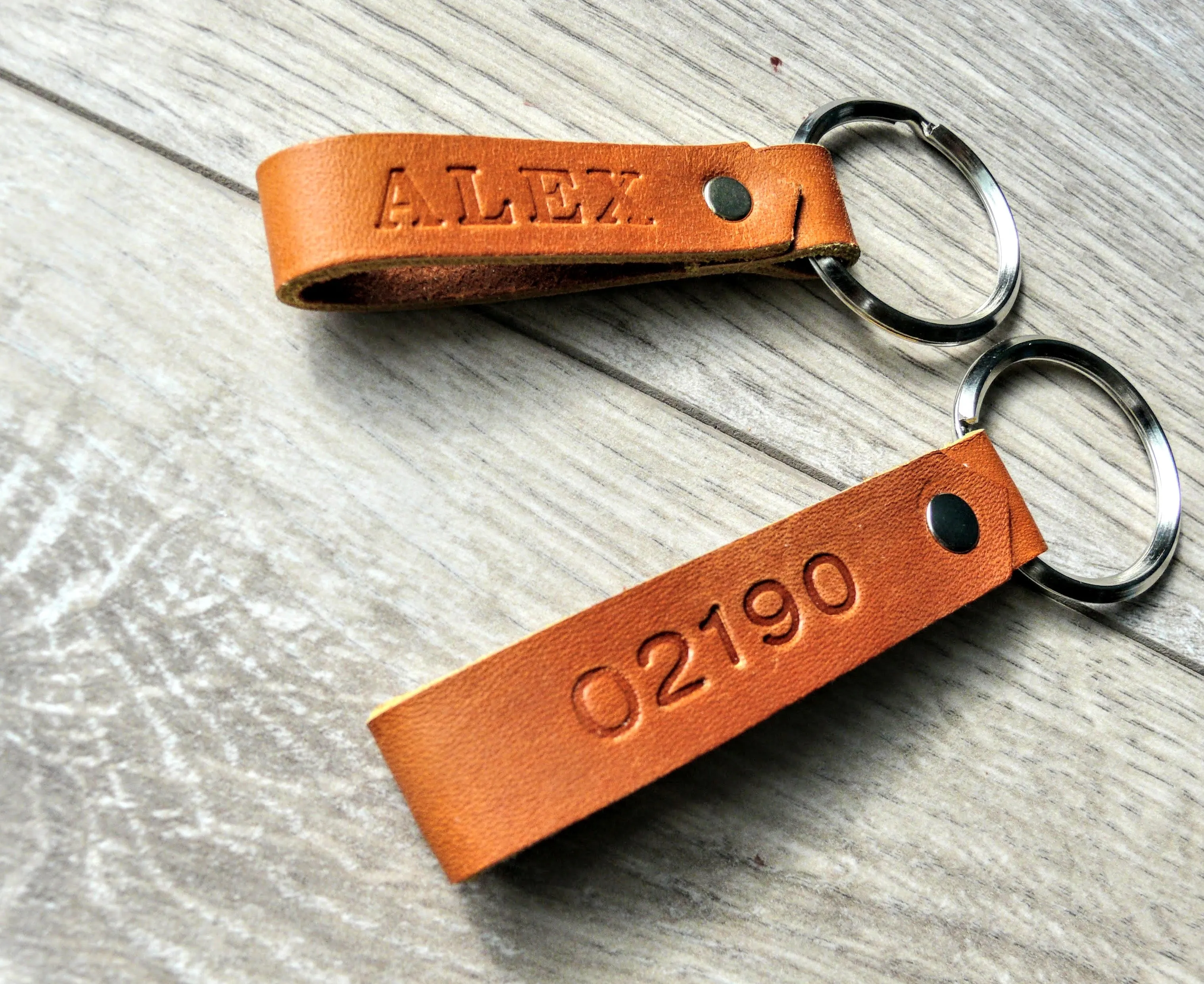 Personalized Leather Key chain,  Hand stamped personalized key fob, keychain gift, personalized gift idea, anniversary gift, wedding gift