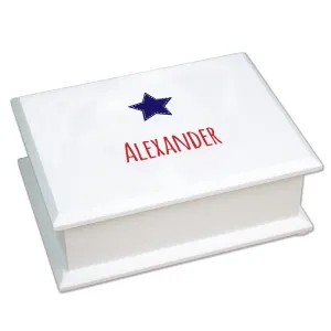 Personalized Lift Top Jewelry Box - Blue Star