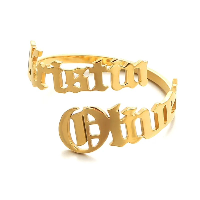 Personalized Name Rings Custom 17 Font Letter Adjustable Ring