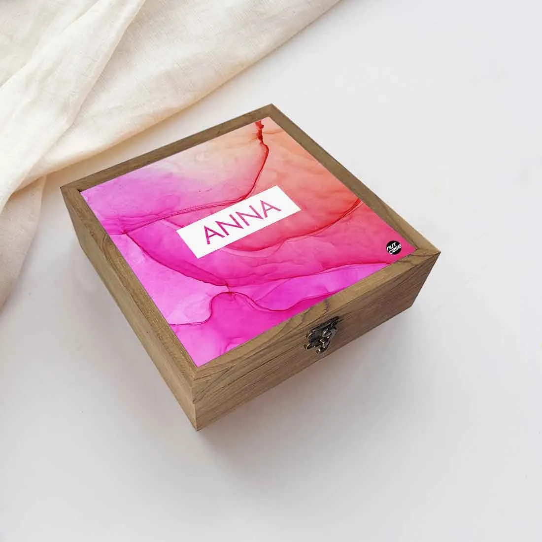 Personalized Ring Box Jewellery Organizer for Women - Pink Watercolor