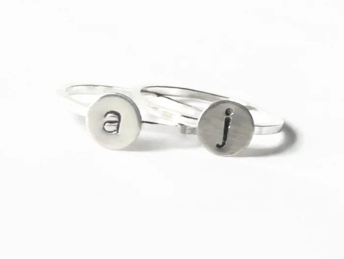 Personalized ring Silver stacking ring Silver monogram ring lowercase initial ring sterling silver ring