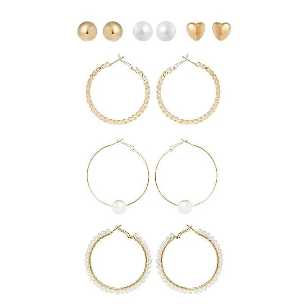 Pinapes Latest Stylish Design Metal Earrings for Women and Girls (Set of 6)