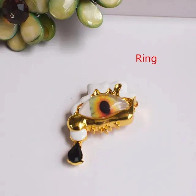 Pre Order:  Alloy Resin Eyes Charms Earrings   Ring   Brooch