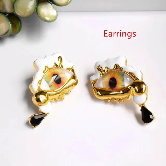 Pre Order:  Alloy Resin Eyes Charms Earrings   Ring   Brooch