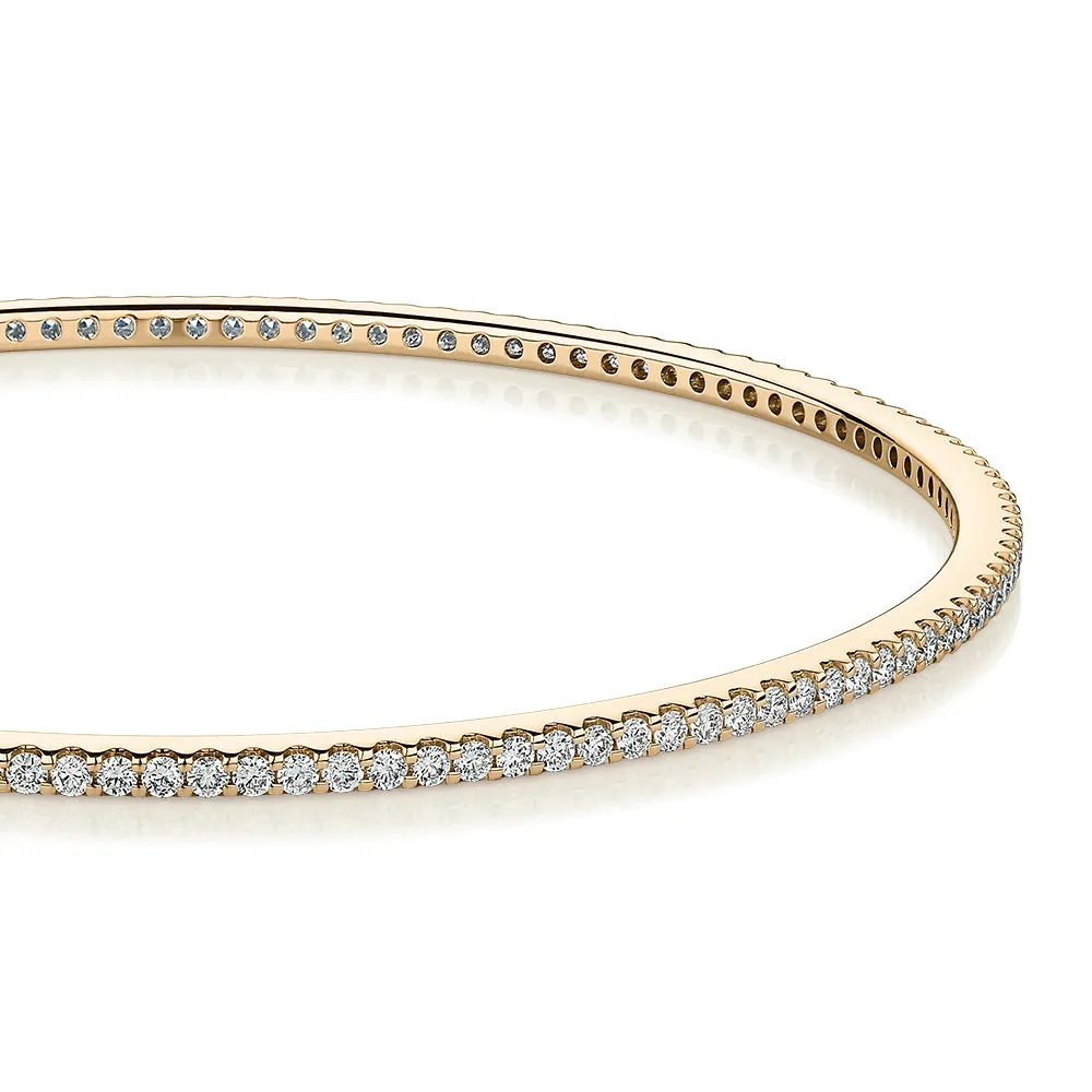 Premium Laboratory Created Diamond, 2 carat TW round brilliant bangle in 14 carat yellow gold