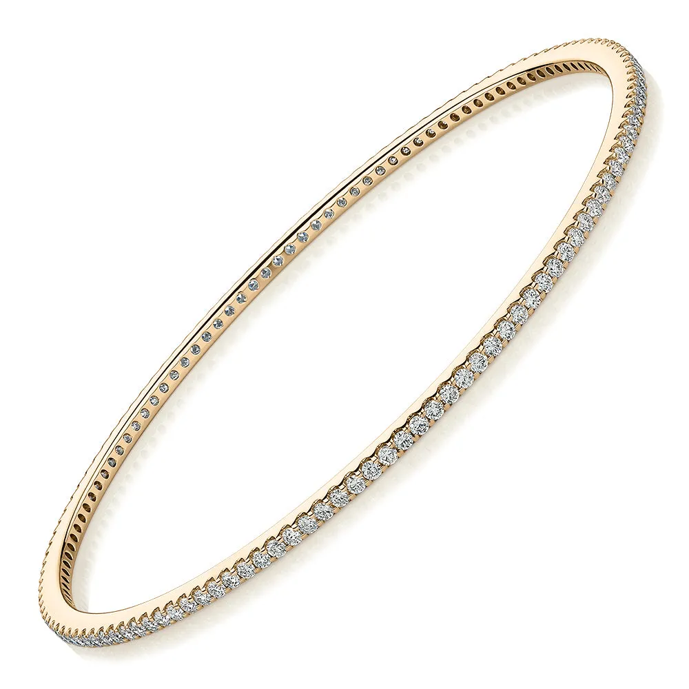 Premium Laboratory Created Diamond, 2 carat TW round brilliant bangle in 14 carat yellow gold