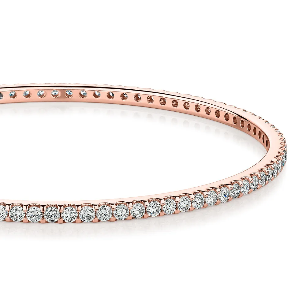 Premium Laboratory Created Diamond, 4 carat TW round brilliant bangle in 10 carat rose gold