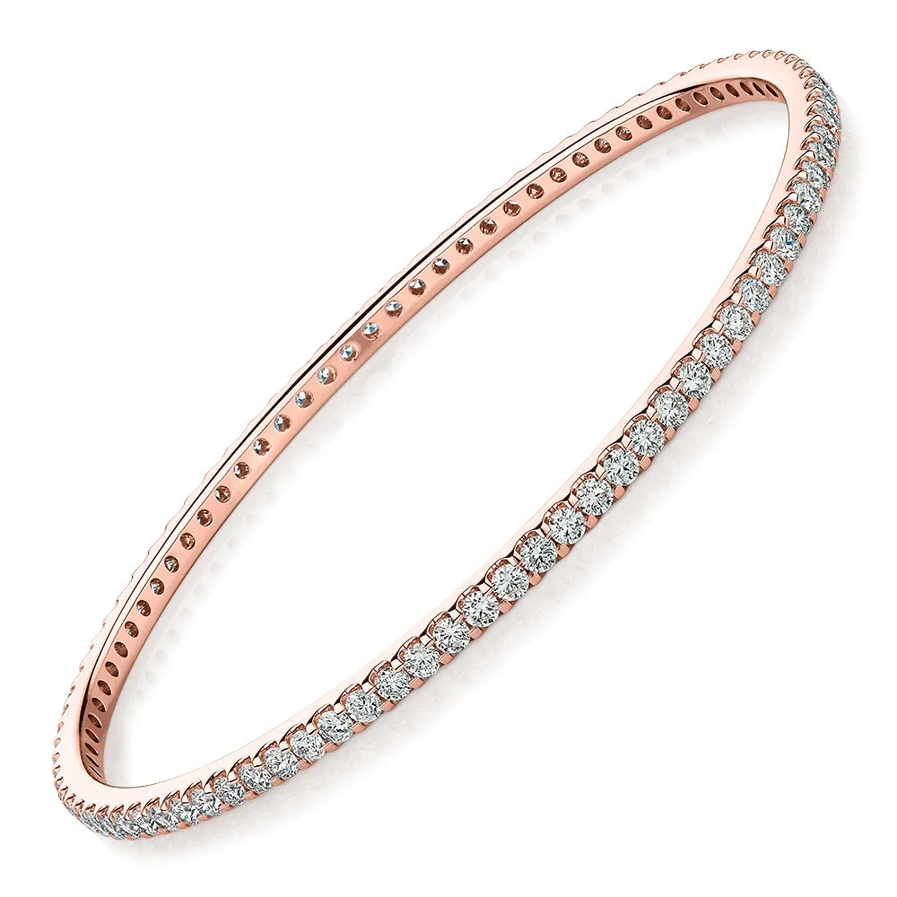 Premium Laboratory Created Diamond, 4 carat TW round brilliant bangle in 10 carat rose gold