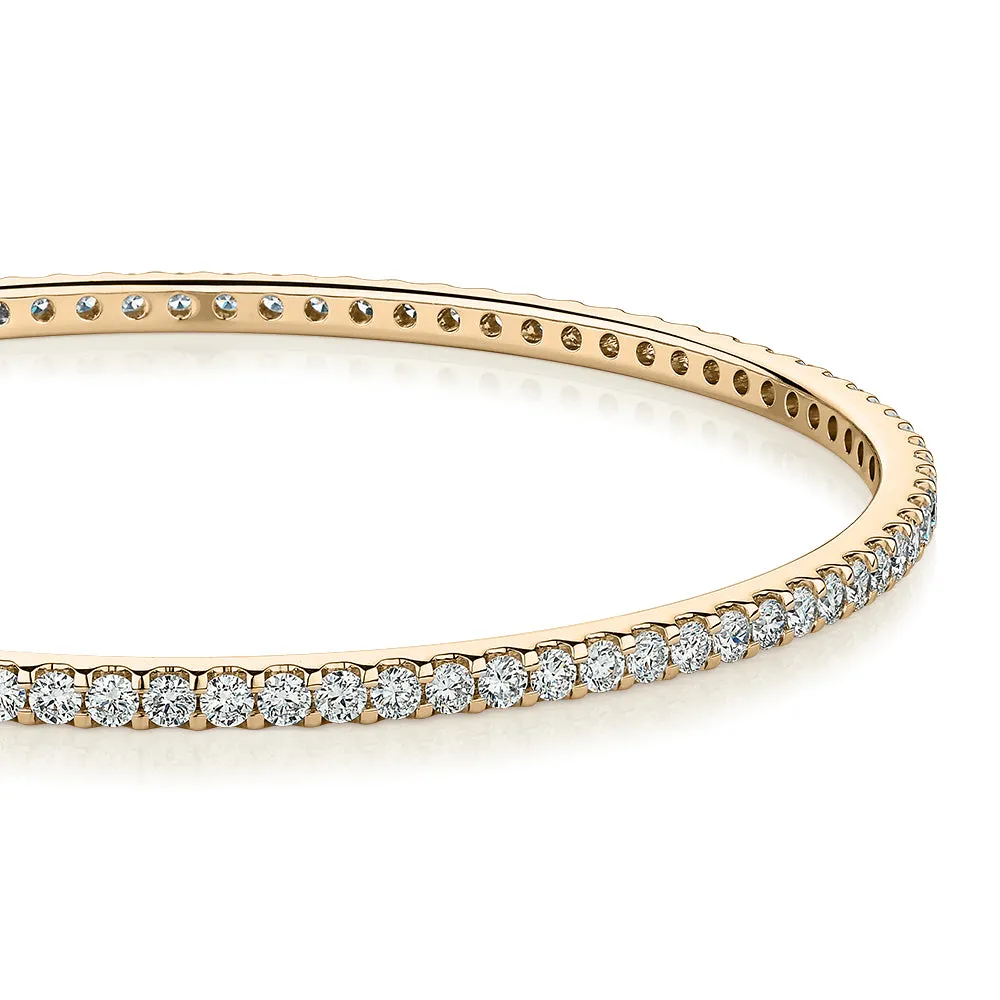 Premium Laboratory Created Diamond, 4 carat TW round brilliant bangle in 10 carat yellow gold