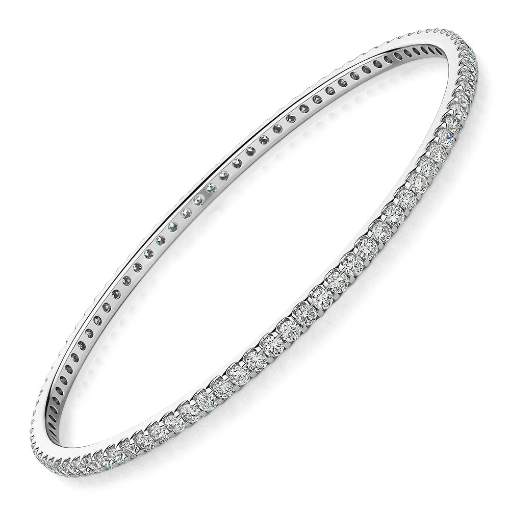 Premium Laboratory Created Diamond, 4 carat TW round brilliant bangle in 18 carat white gold