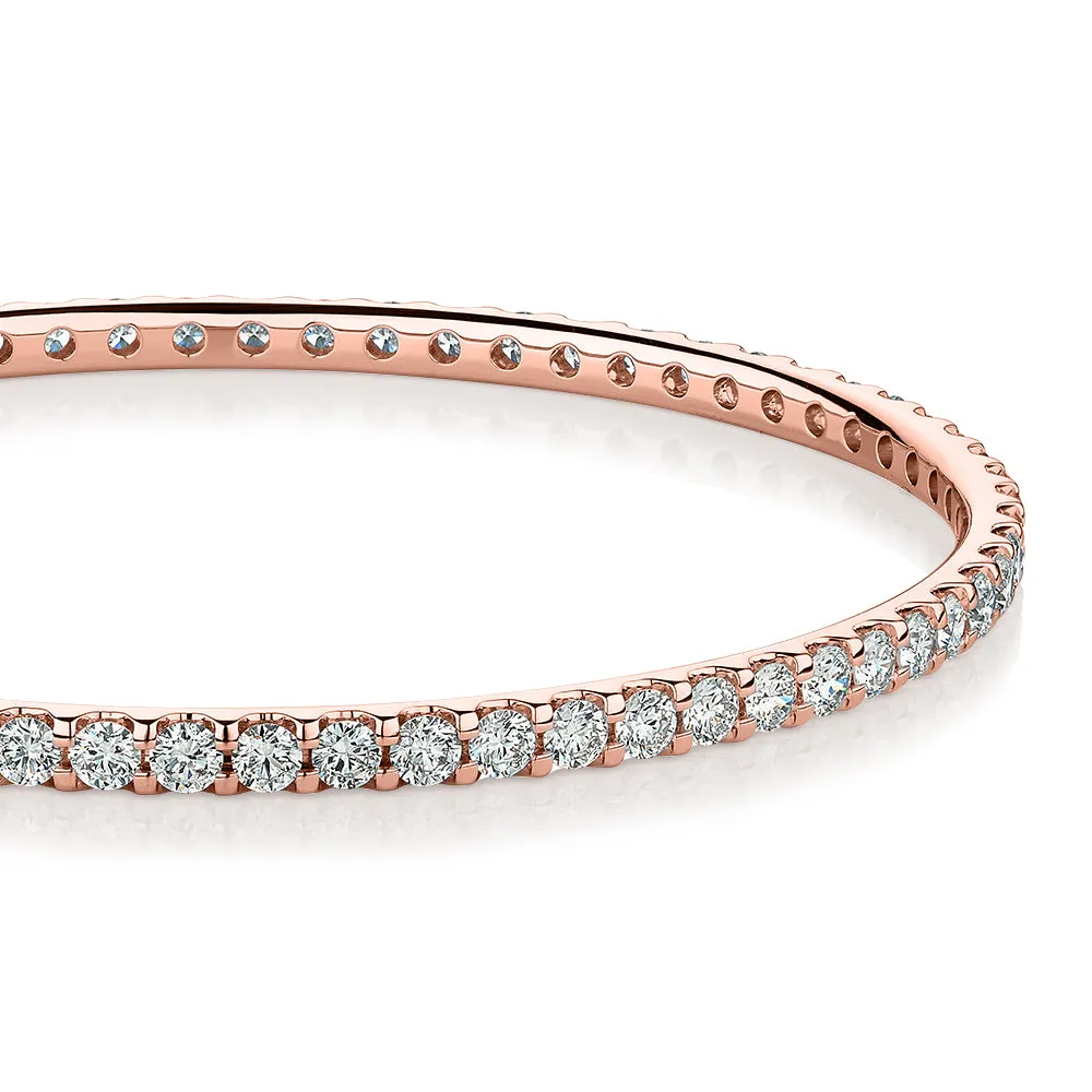 Premium Laboratory Created Diamond, 6 carat TW round brilliant bangle in 10 carat rose gold