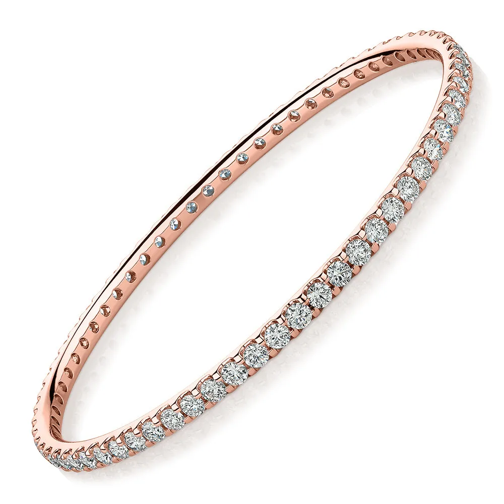 Premium Laboratory Created Diamond, 6 carat TW round brilliant bangle in 10 carat rose gold