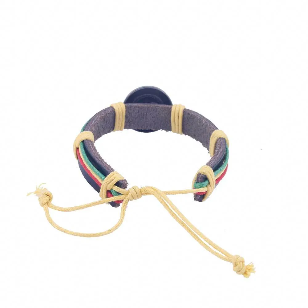 Rasta Peace & Chill Weaved Leather Bracelet