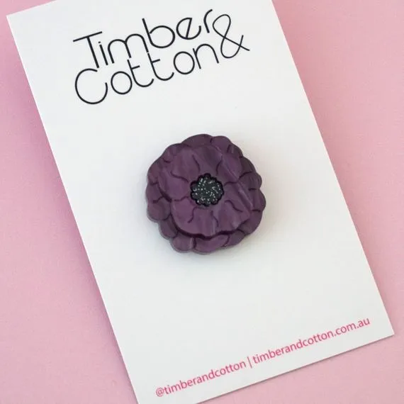 Red, Purple & White Poppy Pins & Brooches