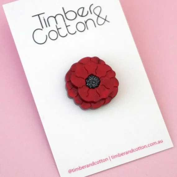 Red, Purple & White Poppy Pins & Brooches