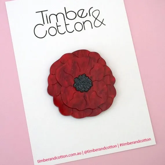 Red, Purple & White Poppy Pins & Brooches