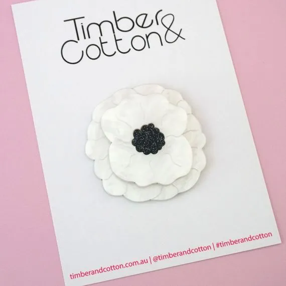 Red, Purple & White Poppy Pins & Brooches