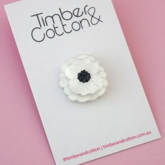 Red, Purple & White Poppy Pins & Brooches