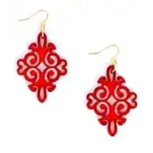 Red Swirls & Twirls Resin Earring