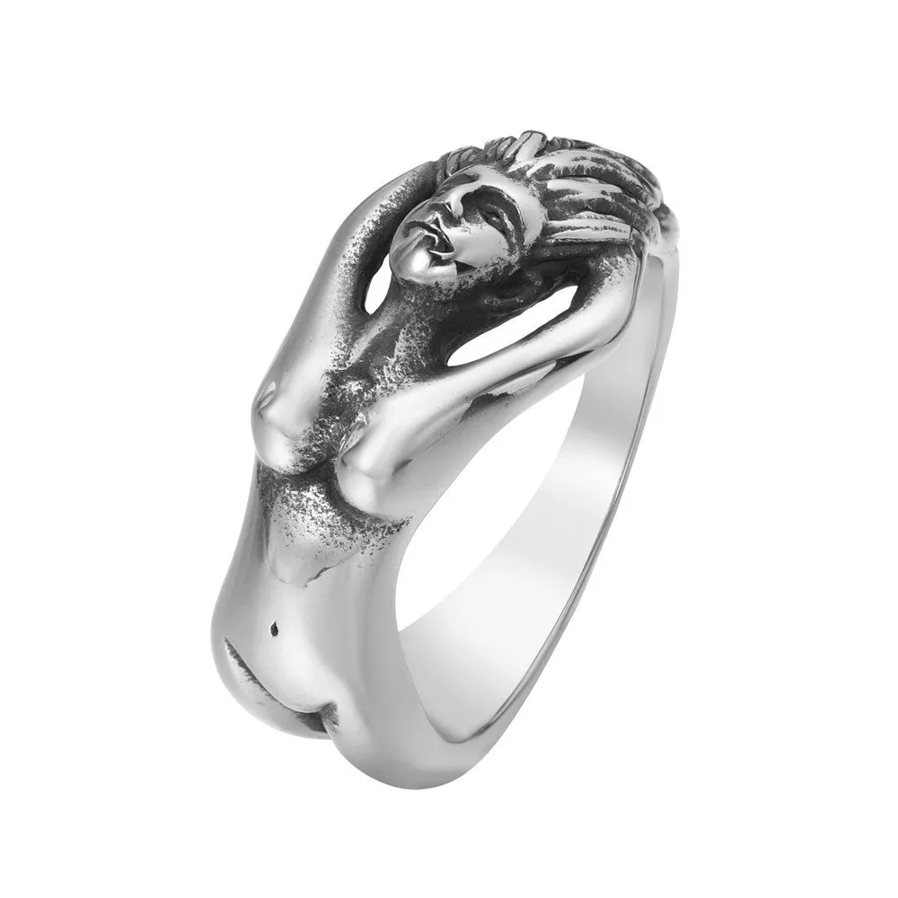 Retro Medusa Titanium Steel Rings for Men from Planderful Collection