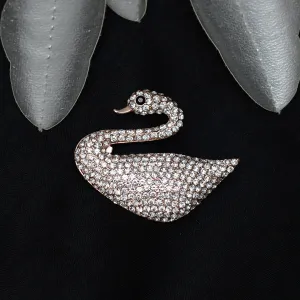 Rose Gold Swaroski Swan Stone studded brooch