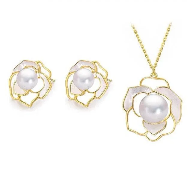 Rose White Mother of Pearls Set