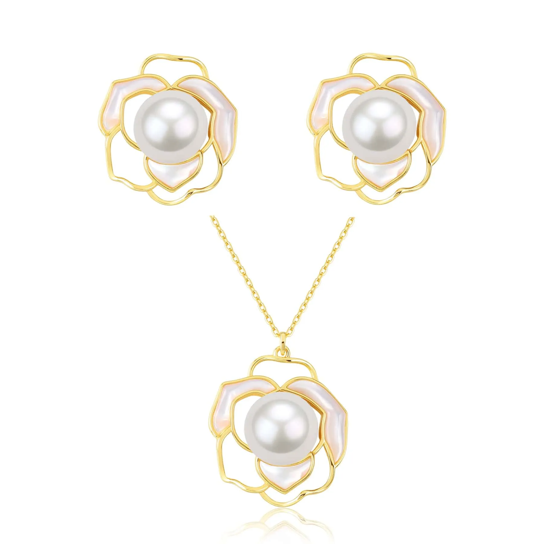 Rose White Mother of Pearls Set