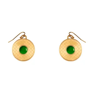 Salamander Cabochon Emerald & Gold Earrings