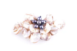 Shell Large Brooch Cream Black