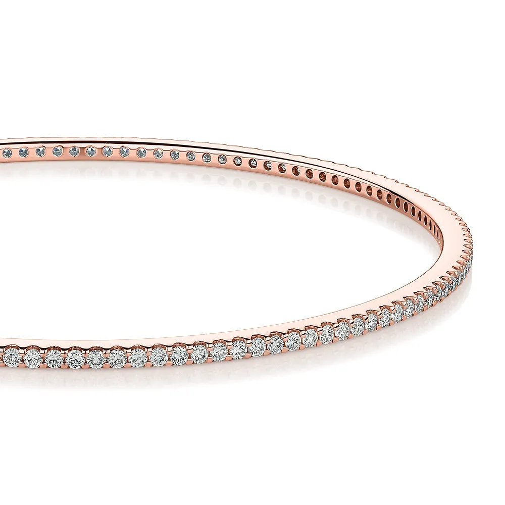 Signature Simulant Diamond 2 carat* TW round brilliant bangle in 10 carat rose gold