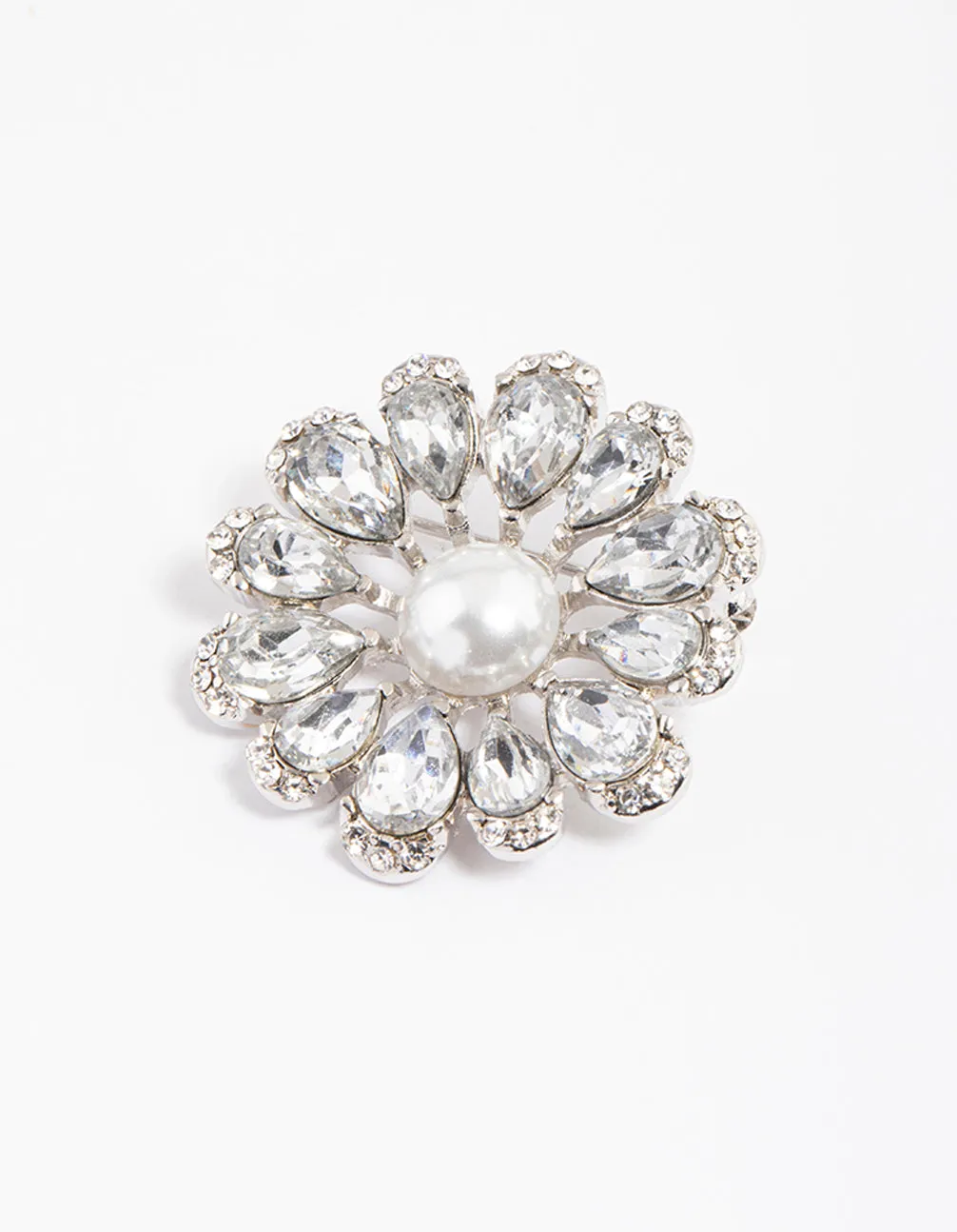 Silver Pearl & Pear Flower Brooch