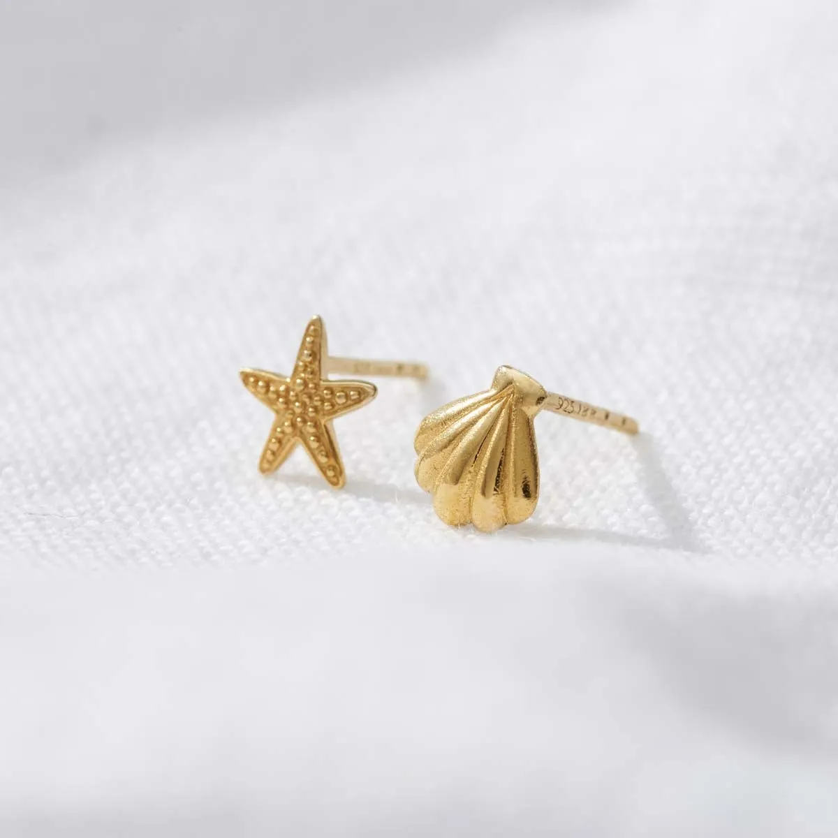 Starfish and Shell Stud Earrings