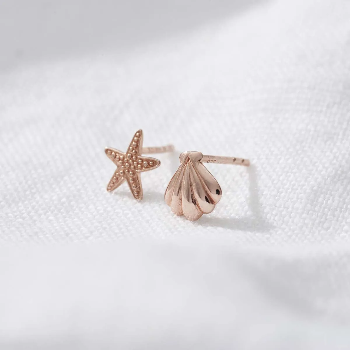 Starfish and Shell Stud Earrings