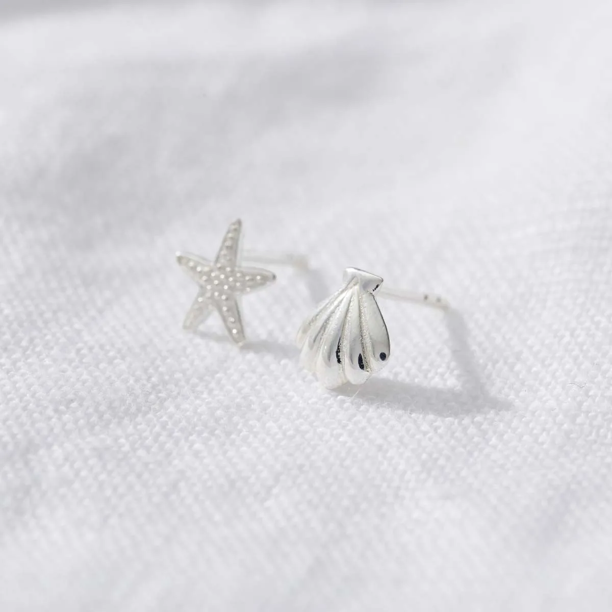 Starfish and Shell Stud Earrings