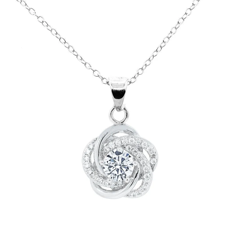 Stella 18k White Gold Plated Crystal Pendant Necklace with Simulated Diamond Crystals